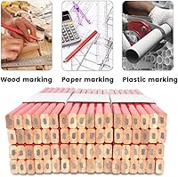 Vista 3 de Gegong 72 lápices de carpintero de 7 pulgadas octogonal rojo duro negro plomo carpintero, herramienta de marcado de carpintería