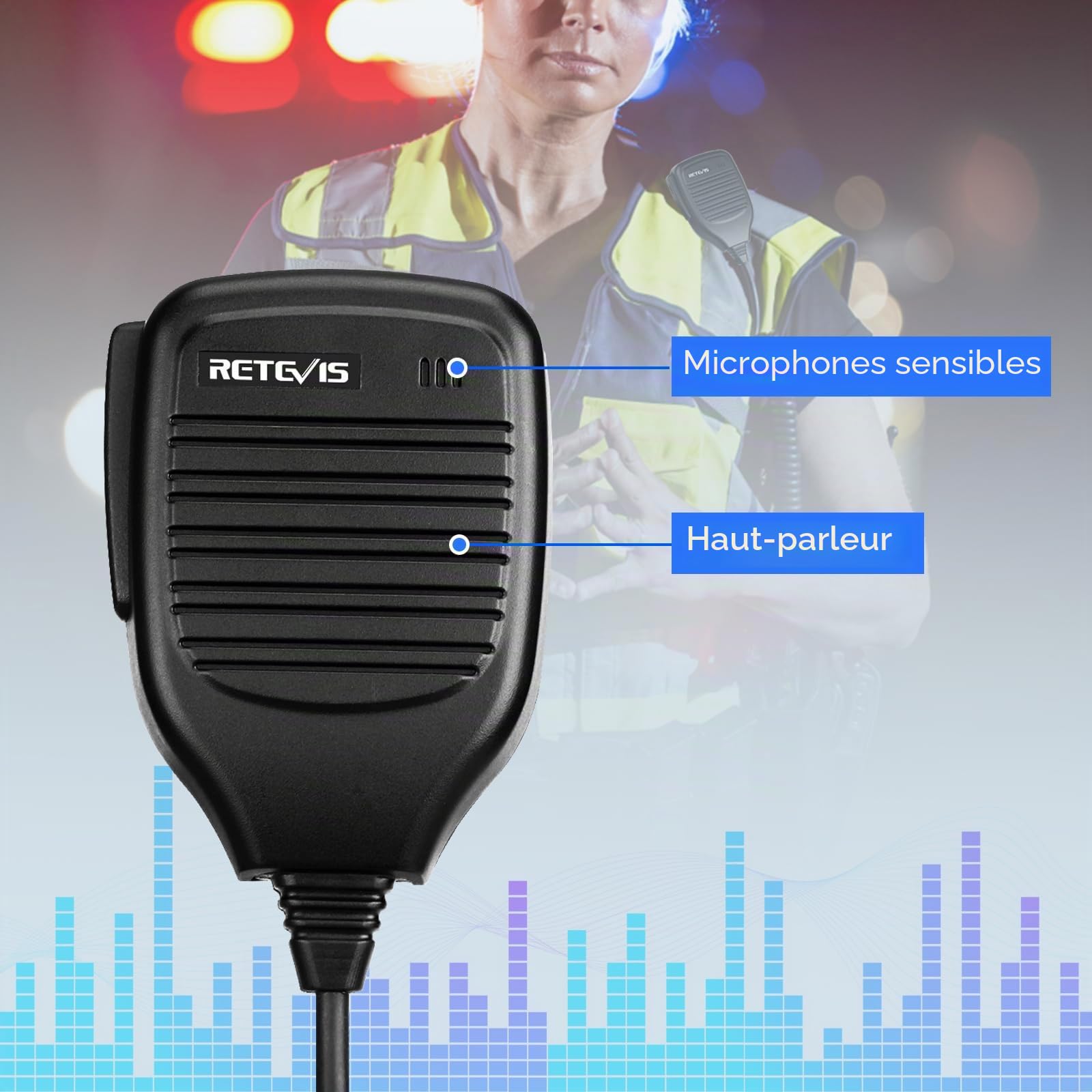 Retevis Talkie Walkie Micro 2 Broches Haut-Parleur Microphone Compatible avec Baofeng UV-5R BF-888S BF-88E RT24 RT27 H777 RT668 WOUXUN Kenwood TYT HYT Talkies Walkies pour la Chasse et Le Tir (2 Pcs)