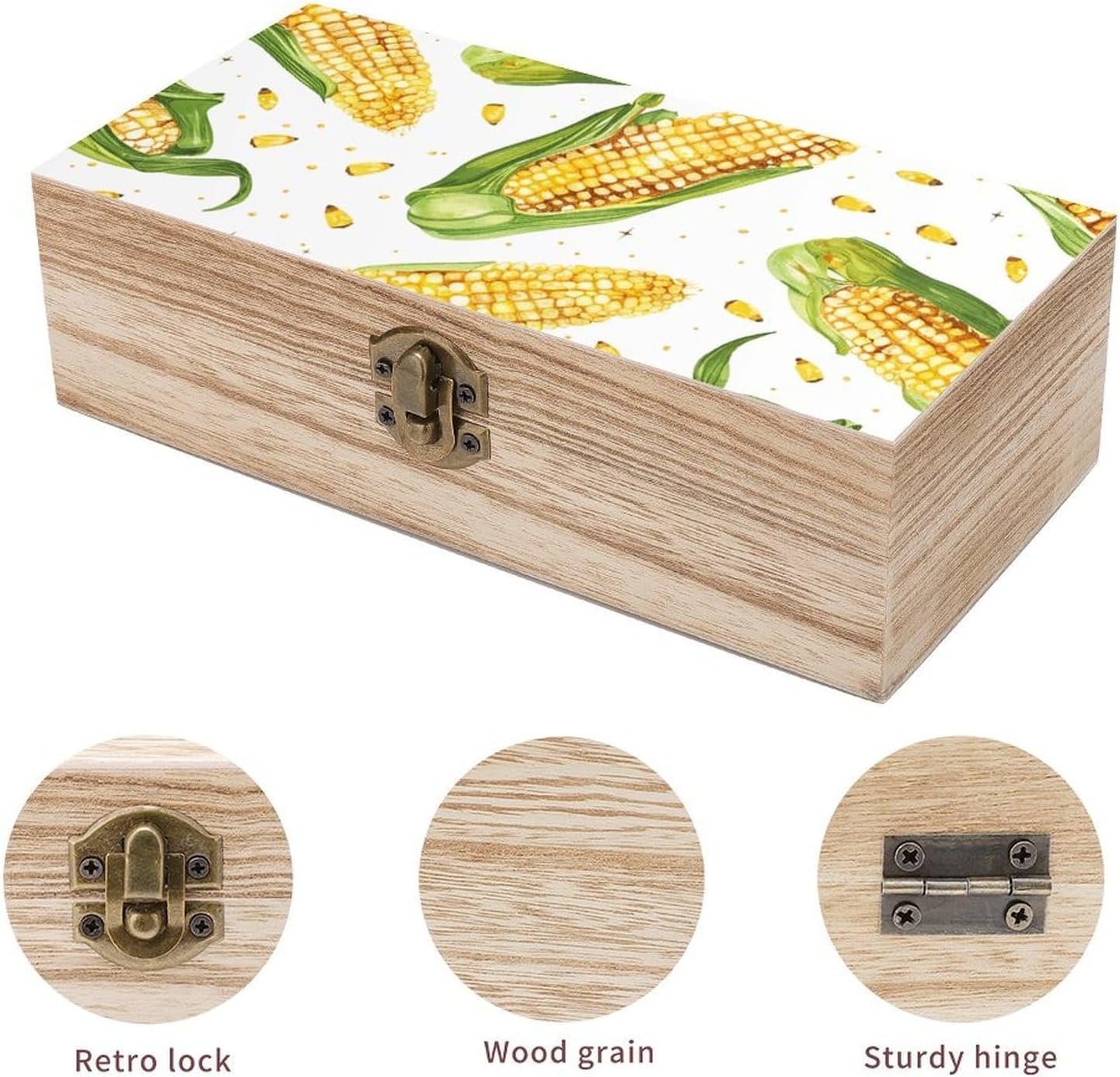 Cartoon Corn Cob Wooden Gift Boxes Memory Box for Keepsakes image 3