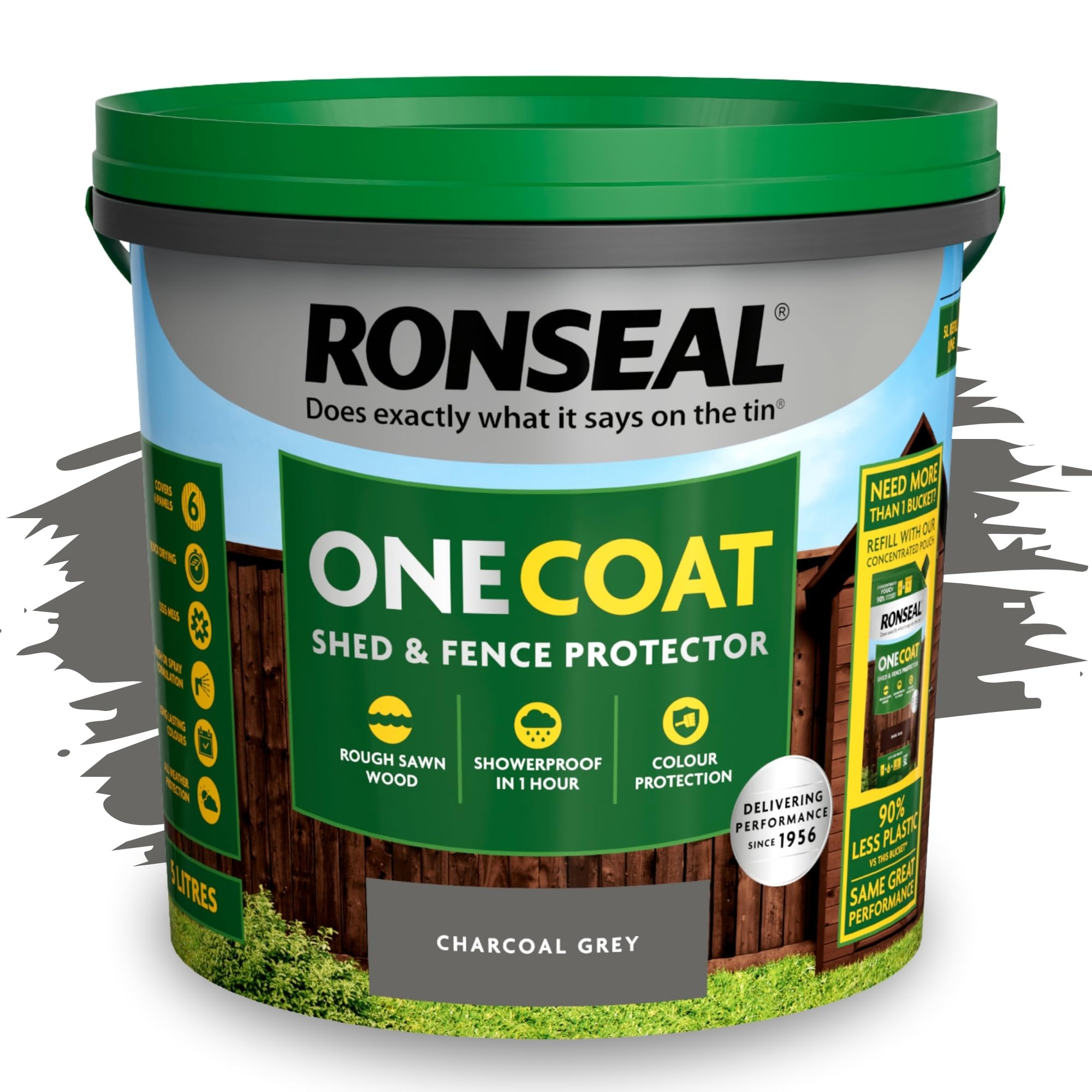 SAVING HUB One Coat Fence Paint 5L- Garden Wood Stain - Outdoor Shed & Timber Protection for Fencing, Trellis & Panels - Weather Resistant, Matt Finish, Quick Dry Formula (Charcoal Grey, 5 Liter)