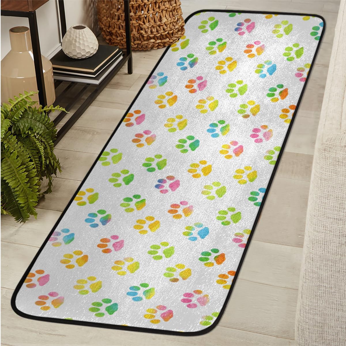 Amazon.com: Color Paw Print Washable Runner Rug - 2x6 Feet Rug Runners ...