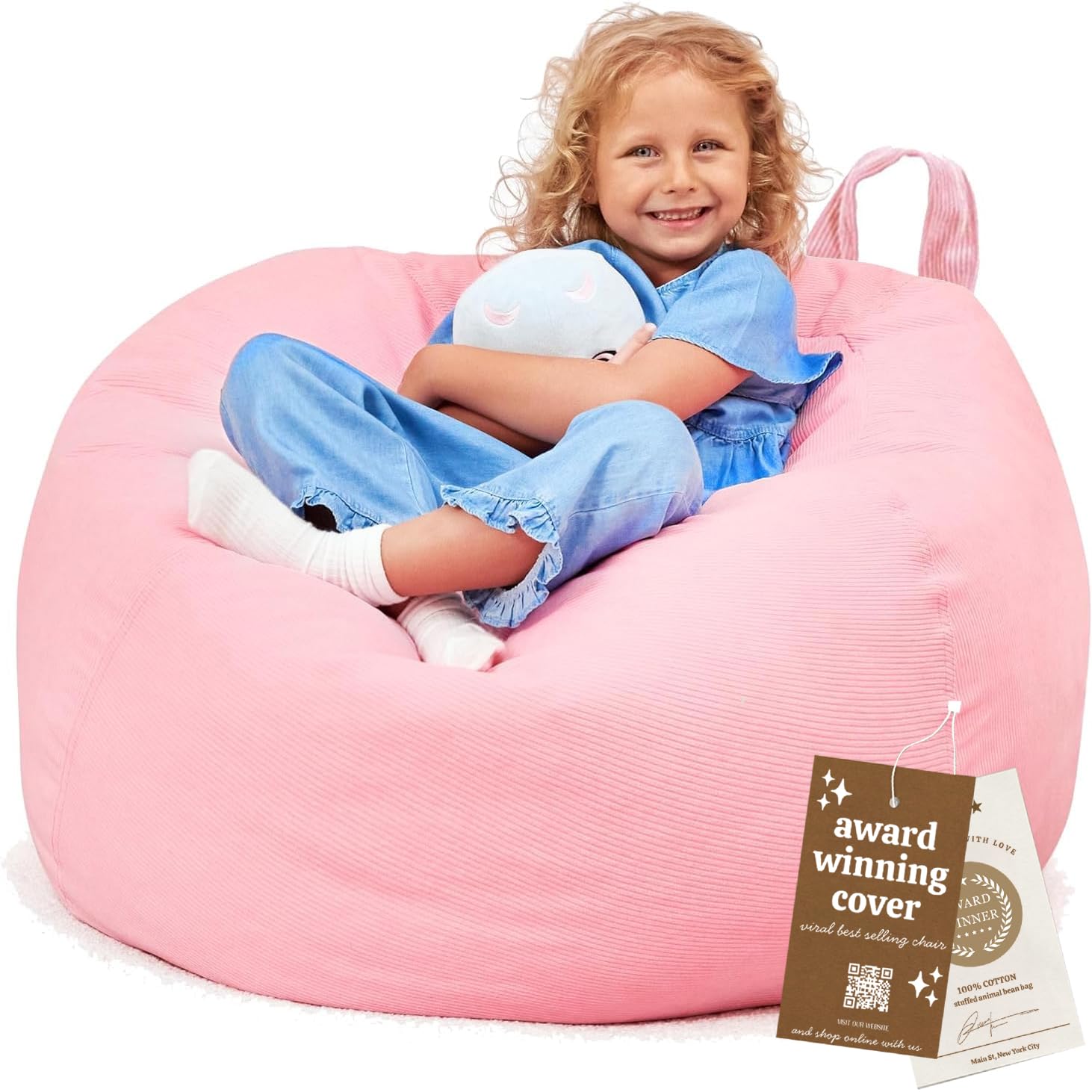 HUDDLE Original Cover for Stuffed Animal Bean Bag Storage (No Filler) Large Designer Beanbag Chairs for Kids Teen & Adults | Instant Clutter Clear for