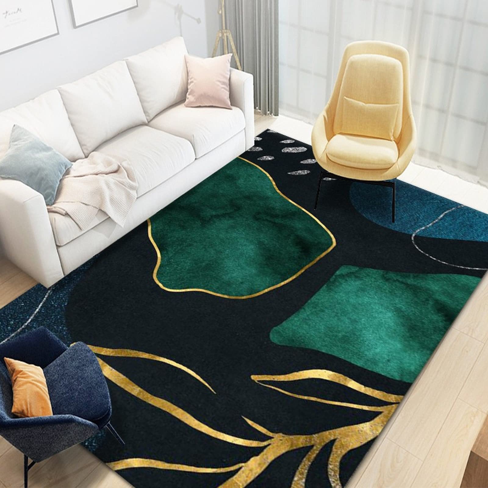 Tapis intérieur lavable et antidérapant vert 60x120 pour chambre
