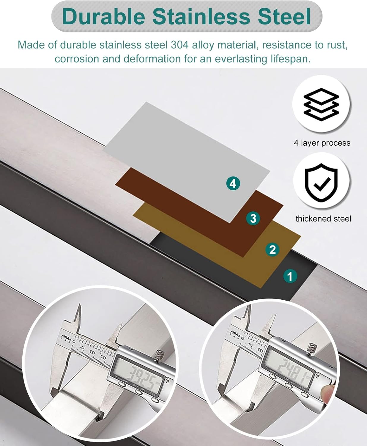 Door Pull Modern Sliding Door Handles Set,Double Sided Barn Doors Shower Door Wood Gate Push Bar with Screws (Rose Gold 50cm/20inch)