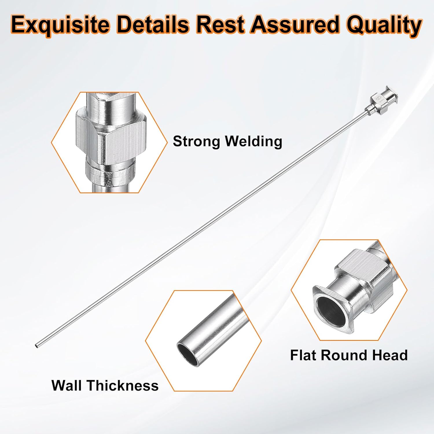 Generic 10pcs Dispensing Needles 16 Gauge 6 Inch Stainless Steel Blunt Tip Luer Connector for Refilling Glue Oil Thick Liquids Ink Lab Use, Silver