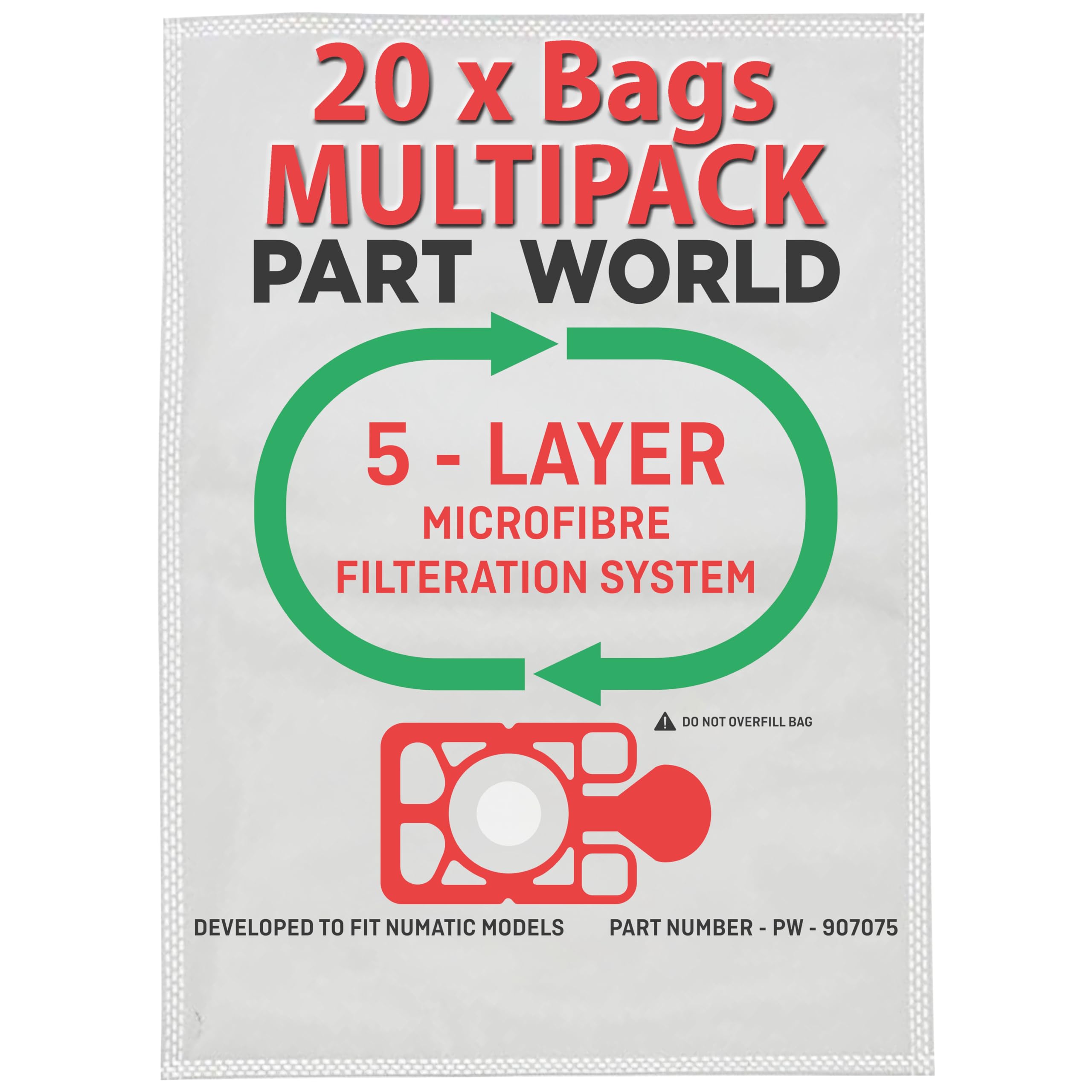 Part World 20 x Henry Hoover Bags Microfibre Poly Dust Bags for Vacuum Cleaner Numatic Hetty Basil James Double Pack(Pack of 20) Compatiable