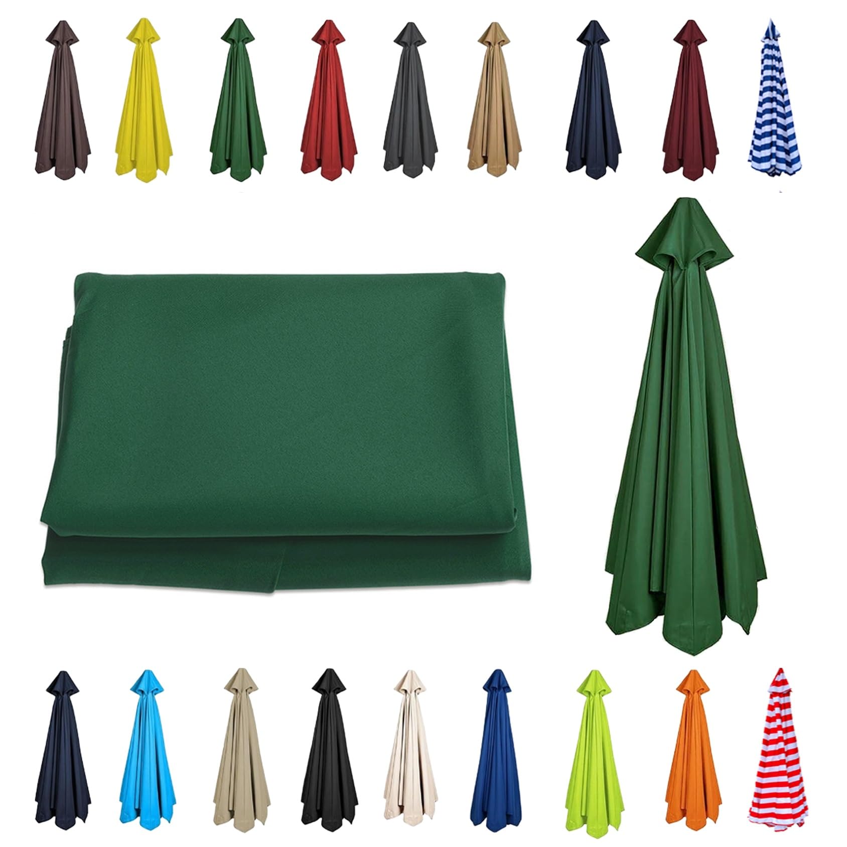 CMJYMX 6/8 Arms Patio Replacement Parasol Canopy | Sun Umbrella Replacement Cloth 230cm/270cm/300cm | Waterproof Umbrella Replacement Top Shade Fabric Cover(Green,8 RIBS: 200CM/6.5FT)