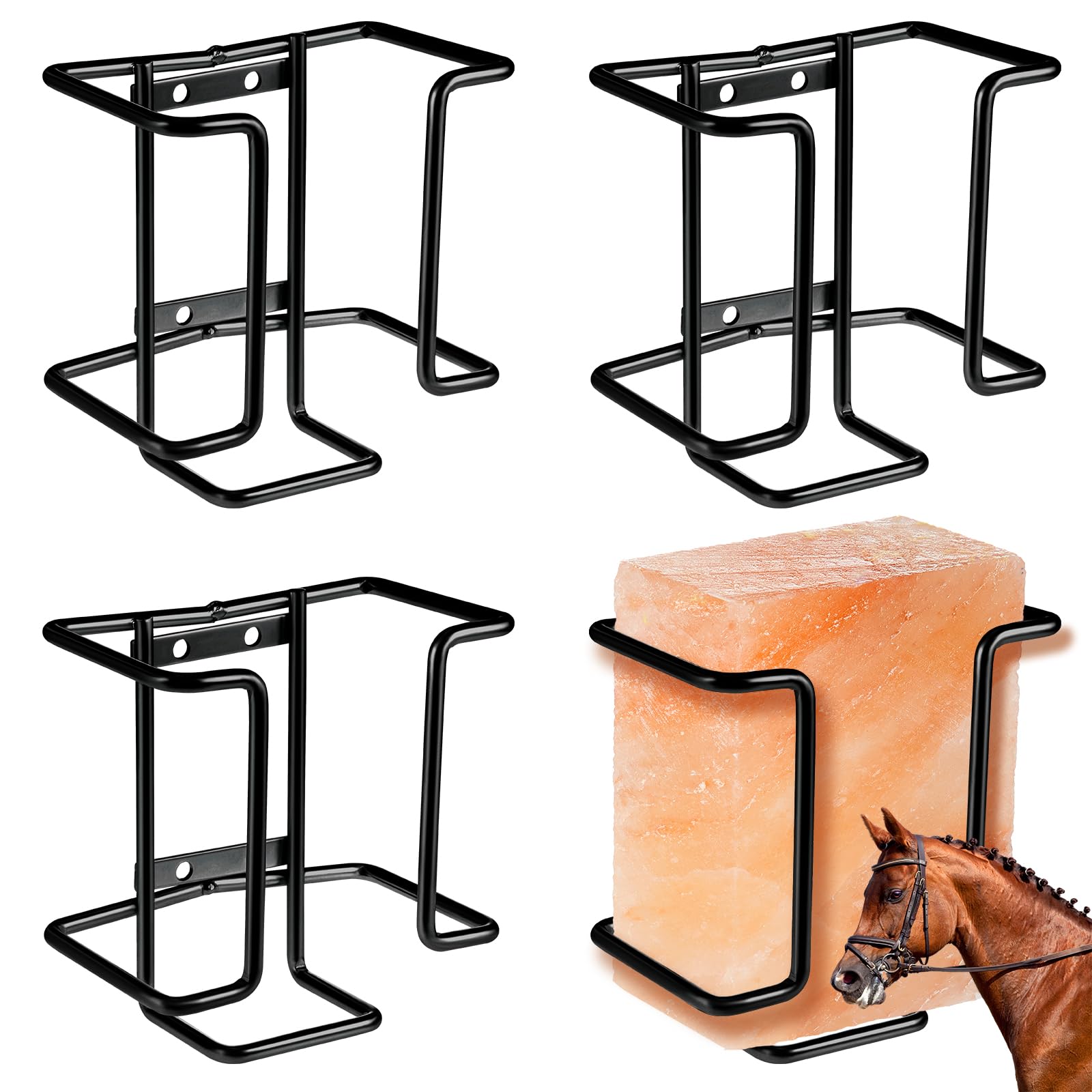 Teenyyou 4 Pack 4lb Salt Block Holders for Deer Horses Goat, Black