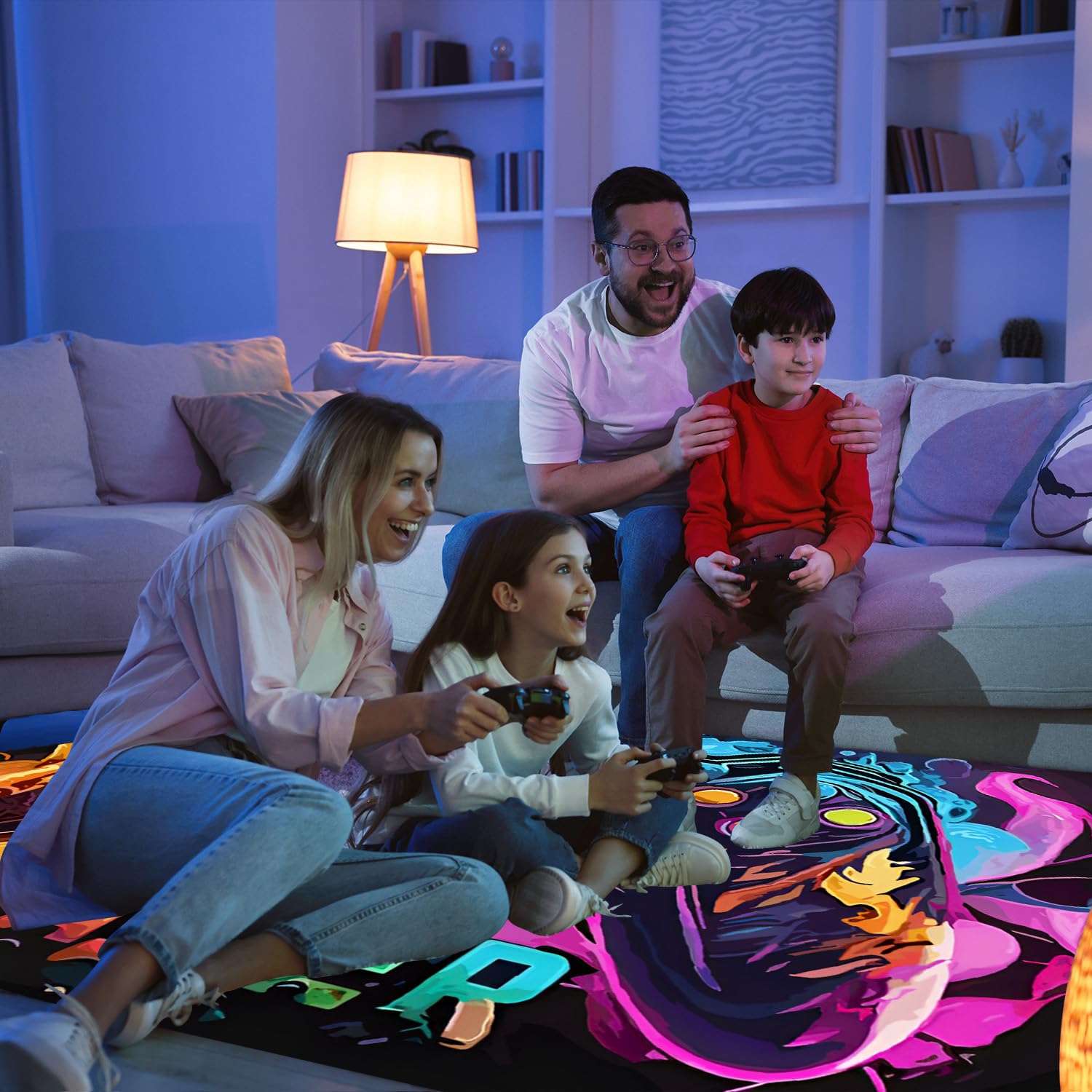 Gaming Teppich 3D Game Controller Design, 120 x 160 cm Gamer Teppich Spielteppich, Rutschfeste & Waschbare Fußmatte, Coole Deko für Jungen Teenager Schlafzimmer Wohnzimmer Spielzimmer Gamer Setup, B
