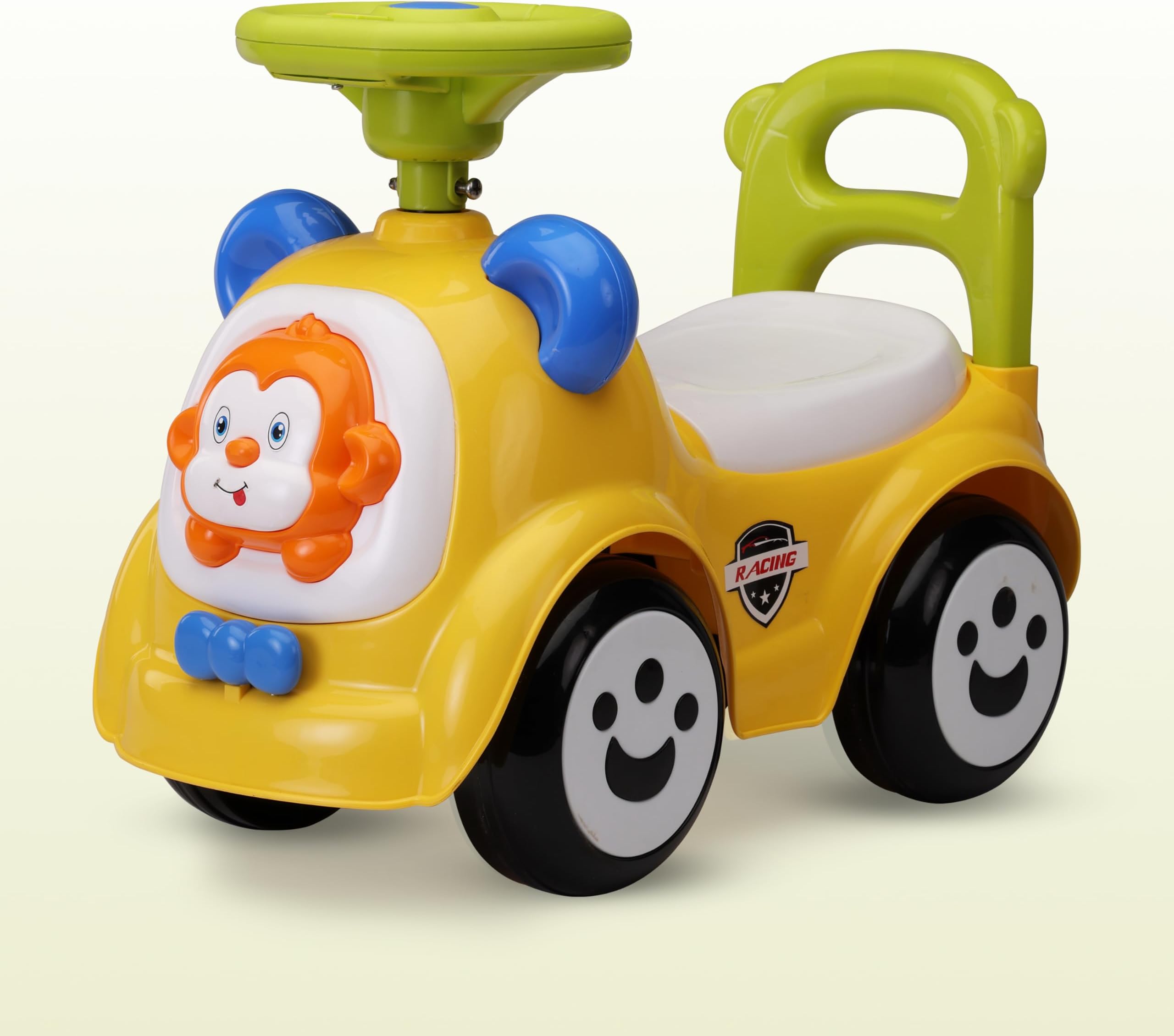 LuvLap Sunny Ride on & Car for Kids with Music & Horn Steering, Push Car for Baby with Backrest, Safety Guard, Under Seat Storage & Big Wheels, Ride on for Kids 1 to 3 Years Upto 25 Kgs (Yellow)