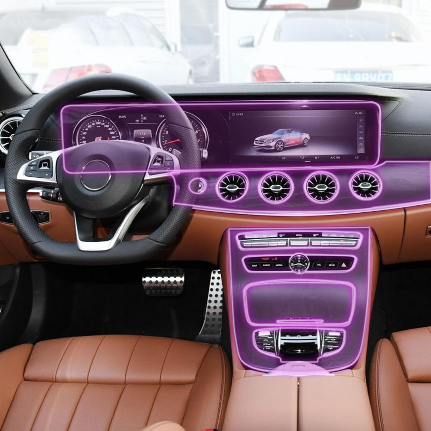 Accessoires auto protection TPU Mercedes Classe E W213 console centrale - 6
