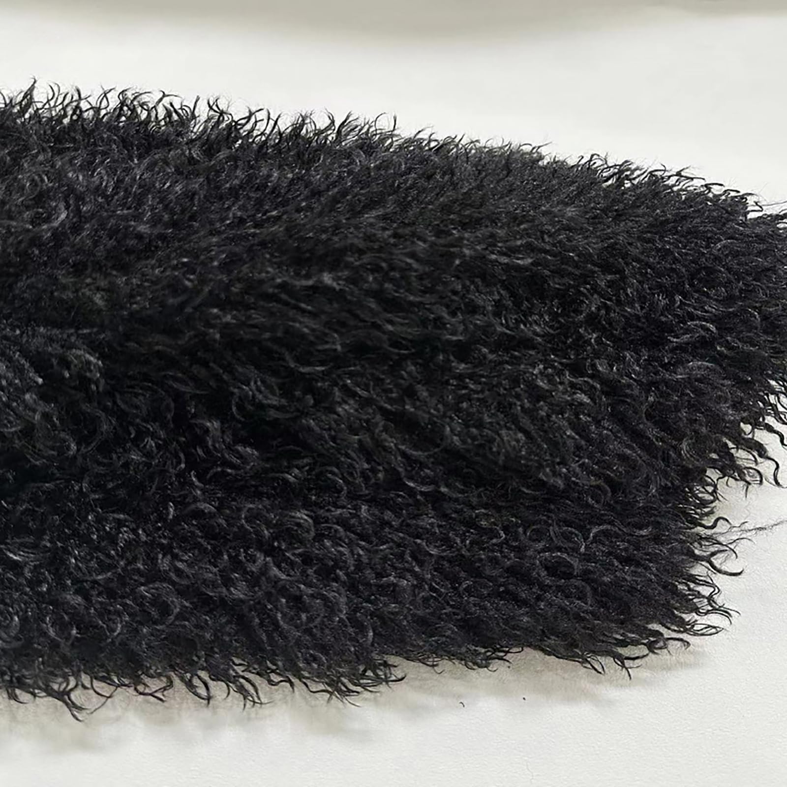 ApuaVireo&Co Gruba tkanina Sherpa 175x50 cm Kręcona tkanina polarowa Sztuczne futro na podszewkę termiczną Zimowy płaszcz Kostium DIY Rzemiosło Lalki Dekoracja Tło(10 Black)