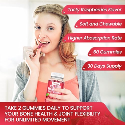Miniatura 7 de Gomitas de calcio y magnesio y zinc con potasio vitamina C, B6, D3, K2 - Calcio para mujeres y hombres - Suplemento multivitamínico de calcio,