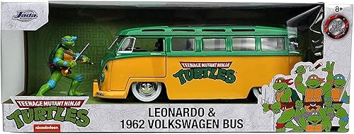Miniatura 5 de Jada Teenage Mutant Ninja Turtles 1:24 1962 Volkswagen Autobús fundido a presión con figura de Leonardo de 2.75 pulgadas, juguetes para niños y