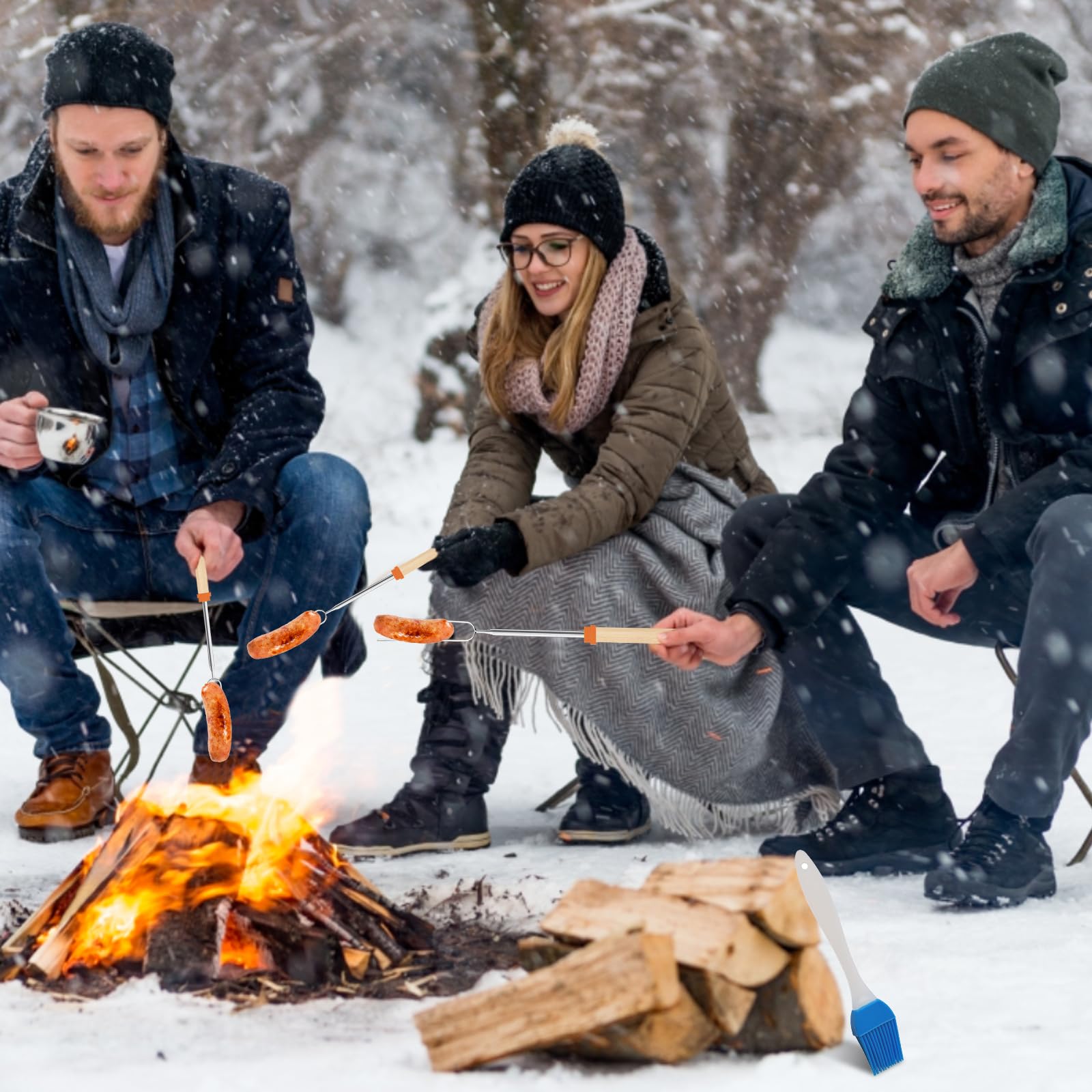 lafo 9 sztuk teleskopowych szaszłyków do grilla i marshmallow, wysuwane 30,5 – 80,5 cm, stali nierdzewnej trwałe szpikulce do grillowania