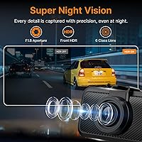 Vista 6 de Miofive Dash Cam Front – 4K UHD Dash Camera for Cars, Built-in Bluetooth, 5G Wi-Fi, GPS, 3" IPS Screen, Night Vision, 140° Wide Angle, HDR, 24-Hour
