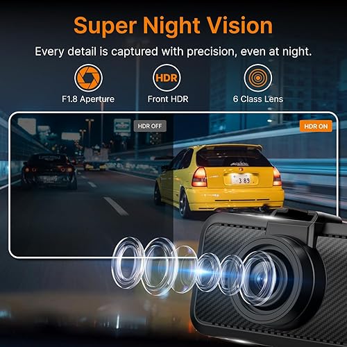 Miniatura 6 de Miofive Cámara frontal para salpicadero cámara de tablero 4K UHD para automóviles, Bluetooth integrado, Wi-Fi 5G, GPS, pantalla IPS de 3 pulgadas,