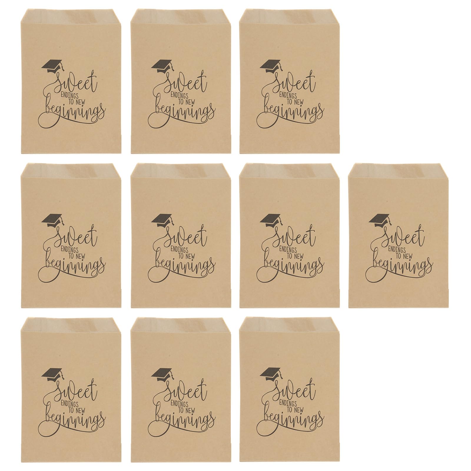 Jazuaiao 10Pcs Graduation Candy Bags Sweet Endings to New Beginnings Graduation Treat Bags Candy Cookie Pouches Paper Treat Bag