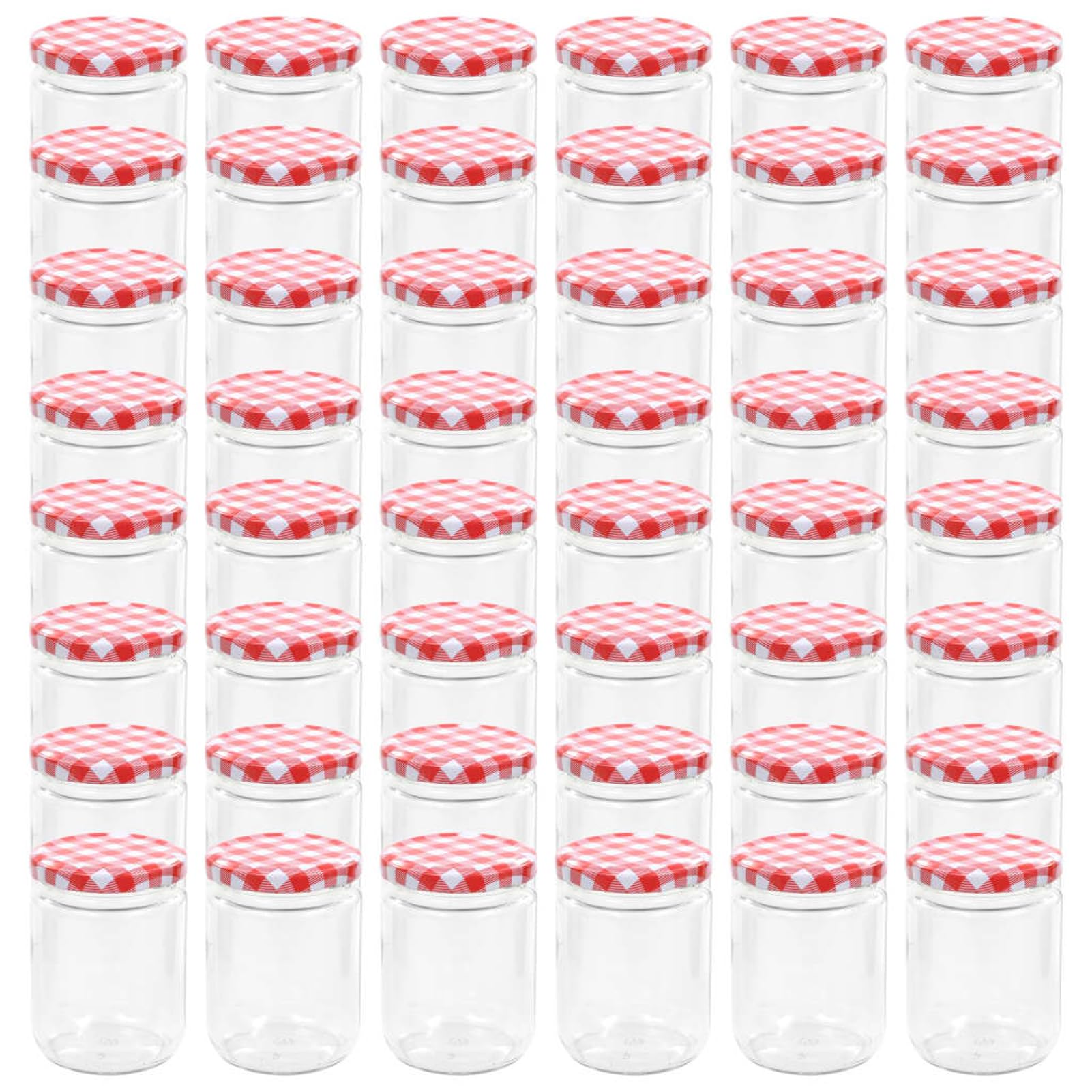 48 Stück Einmachgläser 230ml, Marmeladengläser aus Glas mit rot-weißem Deckel, ideal für Marmelade, Chutney und Gurken 50798