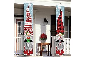 Outdoor Christmas Decorations - Gnomes Porch Sign Banners Hanging Decorations