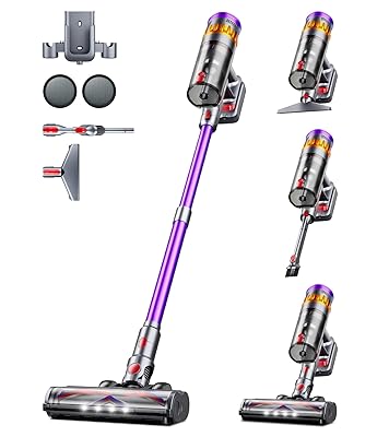 Cordless Vacuum Cleaner, 550W 48Kpa 70 Mins Vacuum Cleaners for Home, Self-Standing Stick Vacuum with Touch Screen, Wall Dock, Anti-Tangle Rechargeable Vacuum for Pet Hair Carpet Hardwood Floor