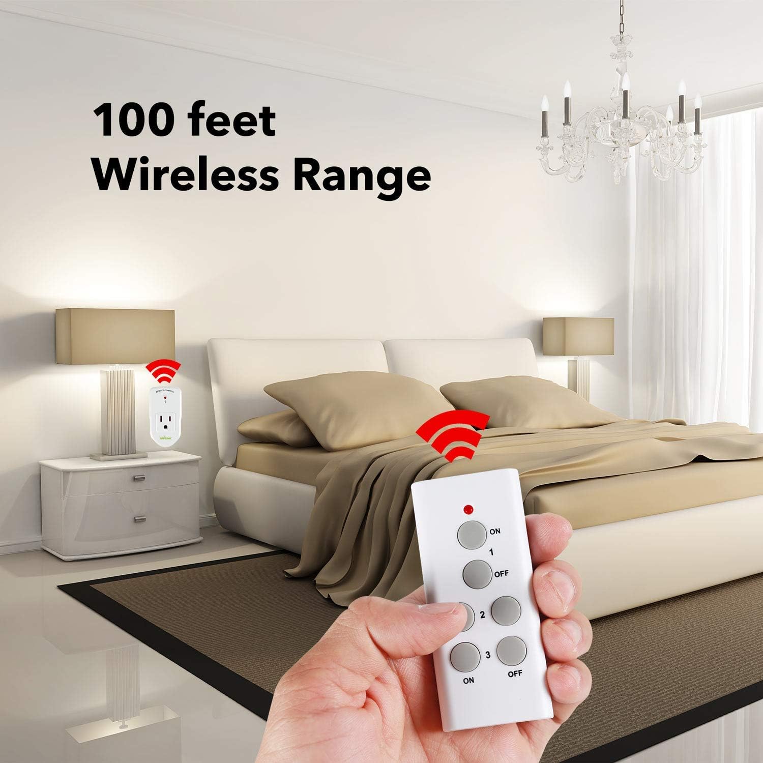 BN-LINK Wireless Remote Control Electrical Outlet Switch Indoor 3 Pack and WiFi Bundle