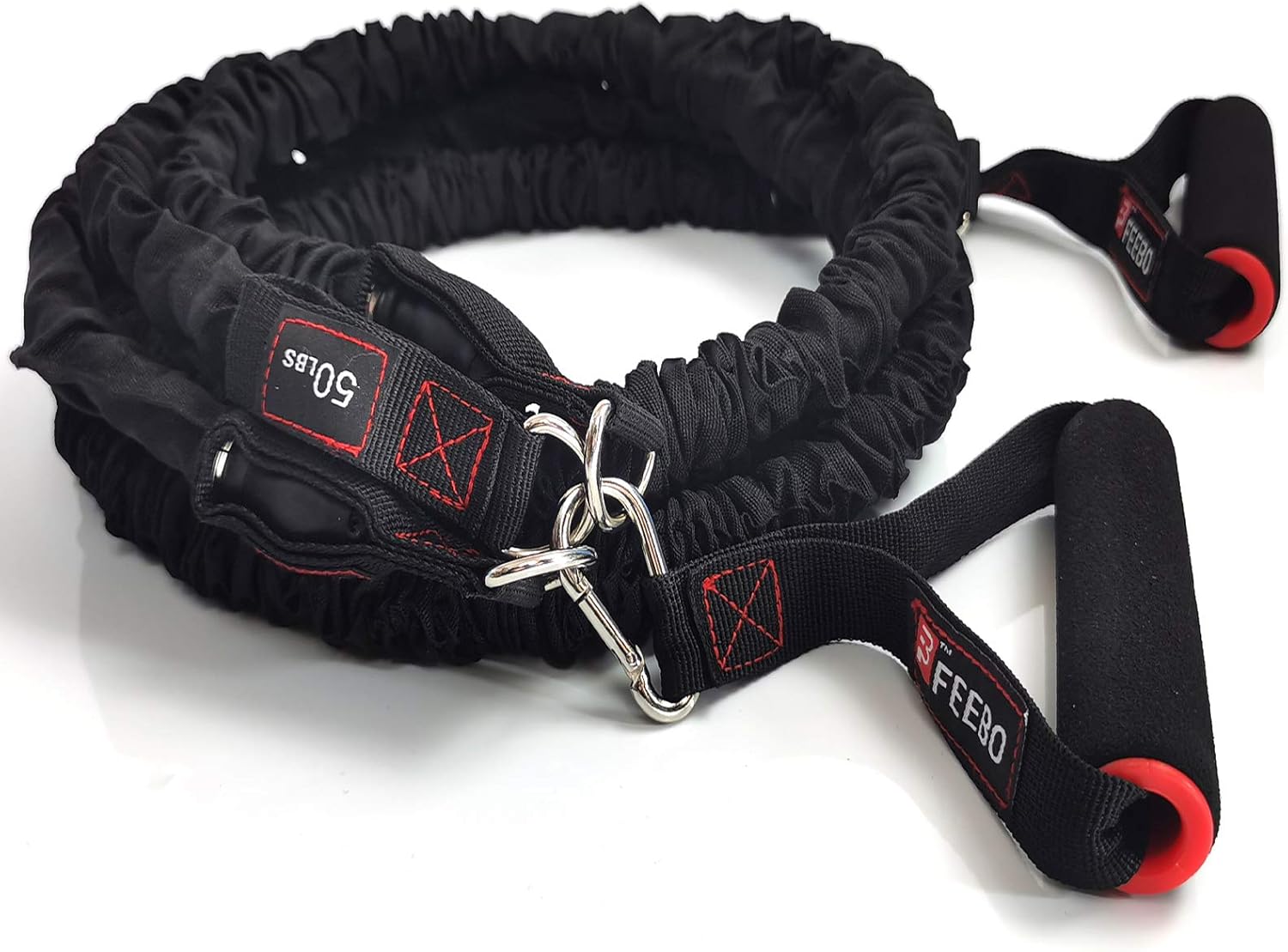 Resistance Bands Set(11 pcs), Workout Bands with Handles, Metal Carabiner, Door Anchor, Ankle Straps, Exercise Bands for Training, Muscle Training, Shape Body, Home Workouts Stackable up to 150 lbs