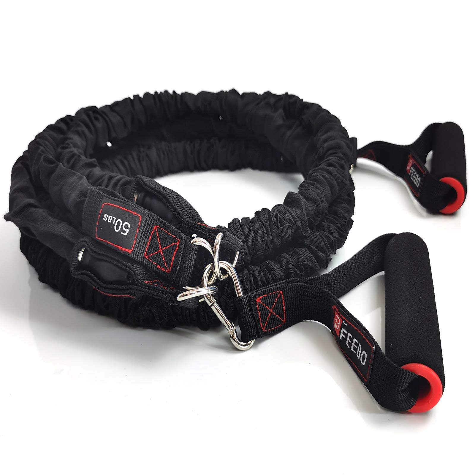 Widerstandsbänder-Set (11-teilig), Workout-Bänder mit Griffen, Metall-Karabiner, Türanker, Knöchelriemen, Übungsbänder für Training, Muskeltraining, Formkörper, Heimtraining, stapelbar bis zu 68 kg