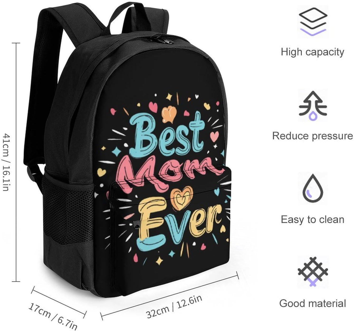 Best Mom Ever Funny Backpack Lightweight Printed Daypacks image 2