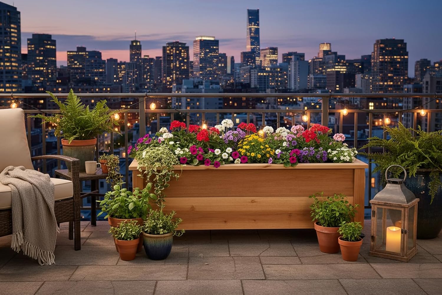 Cedar Raised Garden Bed Planter Box with Castor Wheels – Elevated Rolling Wooden Planters for Patio, Balcony & Outdoor Spaces (46" x 16.5" x 14")