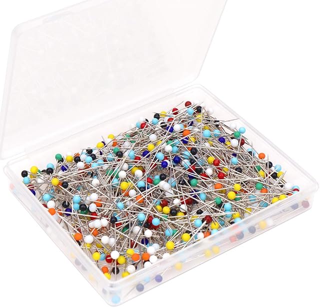 H&S Glass Head Pins 500pcs Long 38mm for Dressmaking Red Black White Multicolor