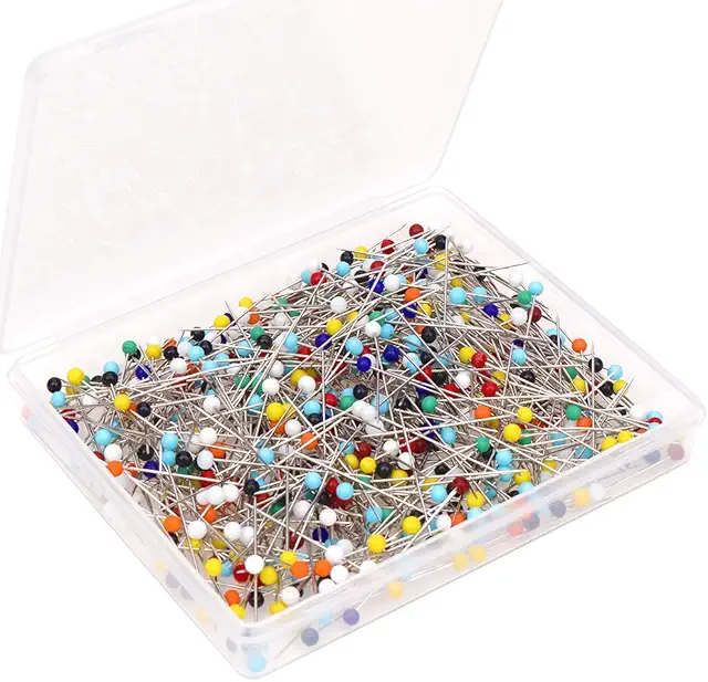 H&S 500pcs Glass Head Sewing Pins - 38mm Dressmaking & Crafting