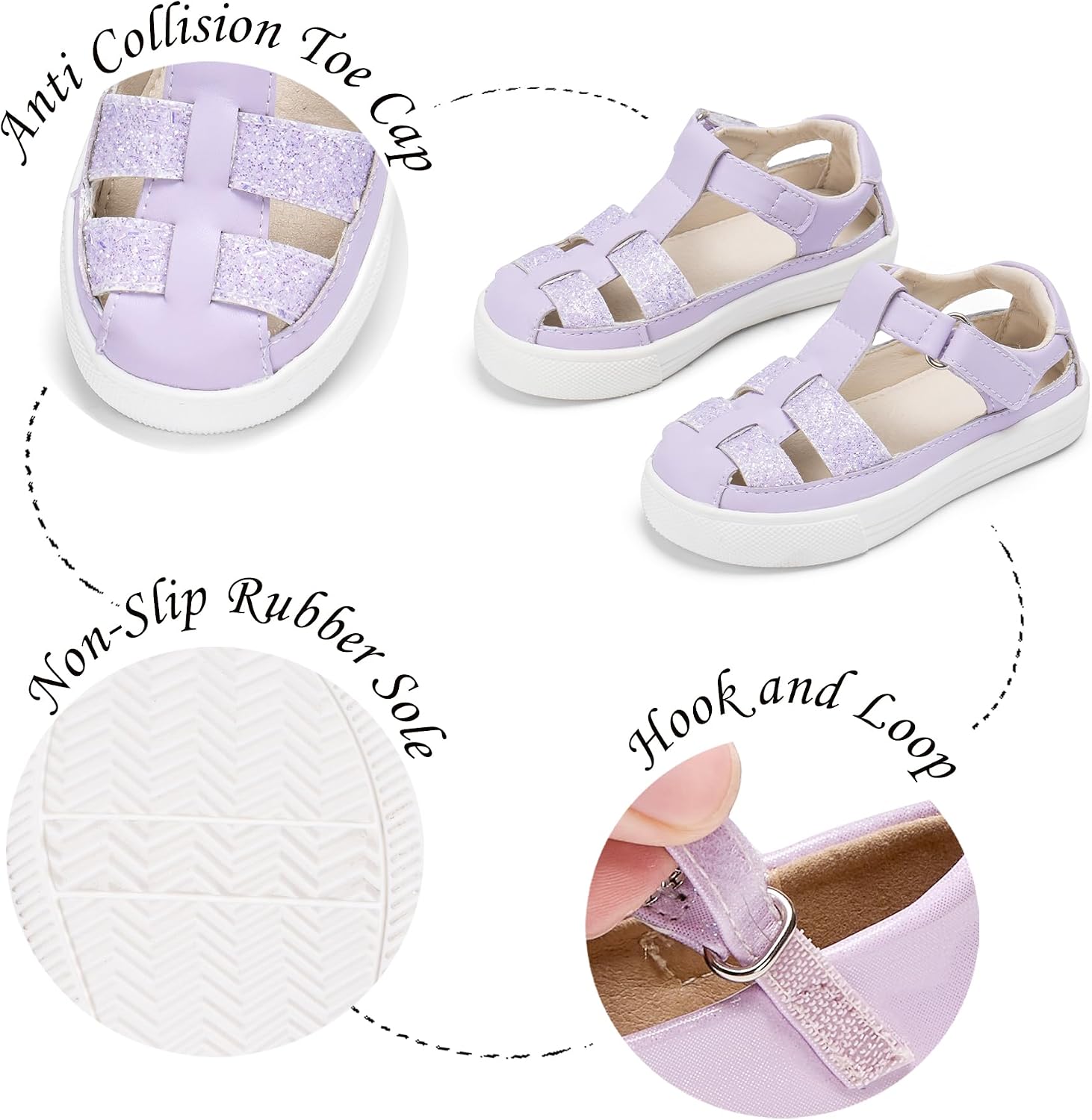 Sparkly Sneakers for Girls 3-12 Years Slip-On Comfort Fit Casual Princess Shoes