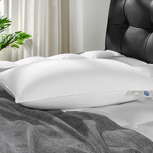 REDASW White Goose Down Bed Pillows 750 Fill Power 80% Goose Down 20% Goose Feat