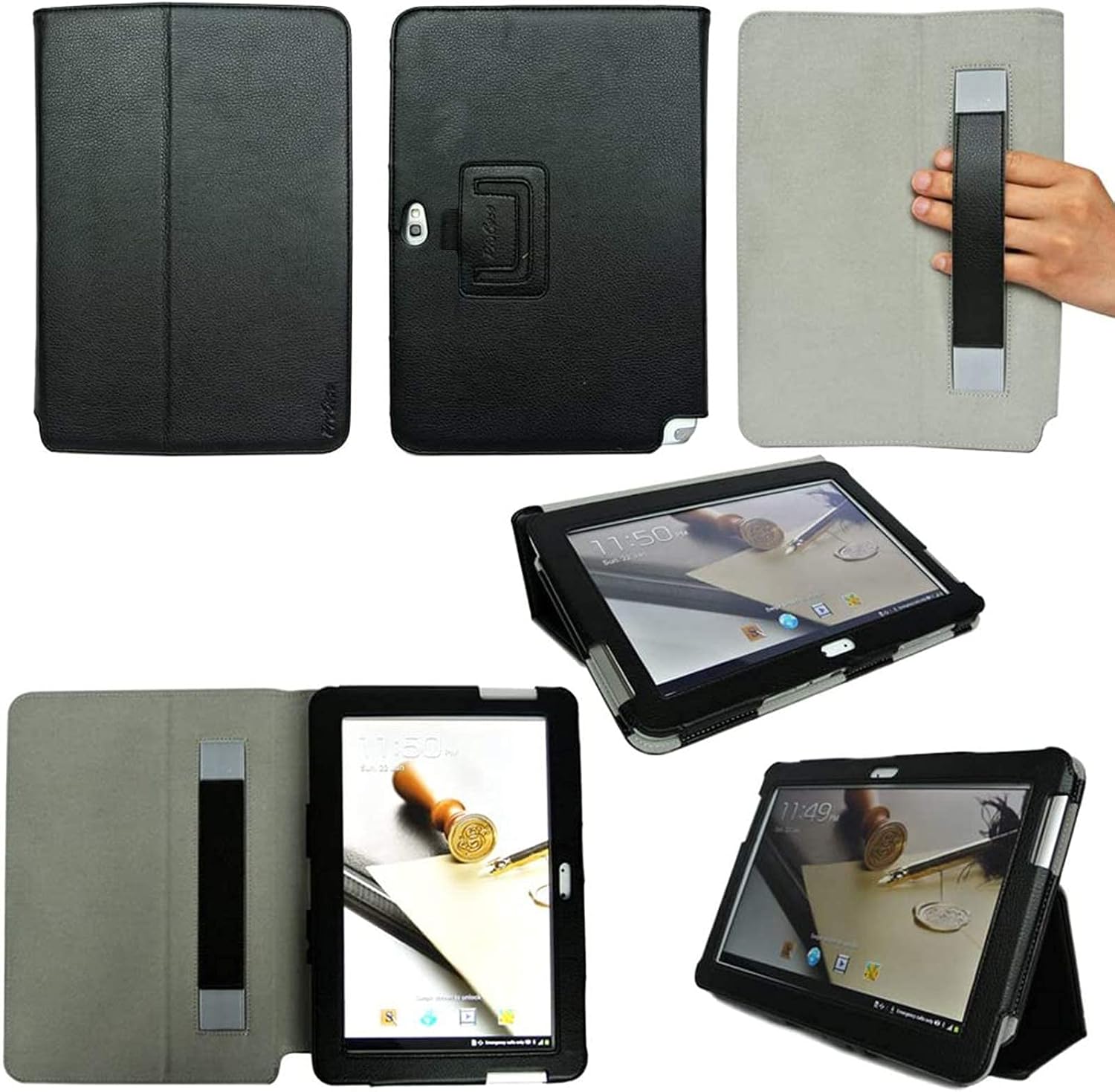 ProCase Galaxy Note 10.1 Case Ultra Slim Folio Stand Leather Case Cover for Samsung Galaxy Note 10.1 Inch N8000 N8010 N8013 Tablet (Flip Stand Case, Black)
