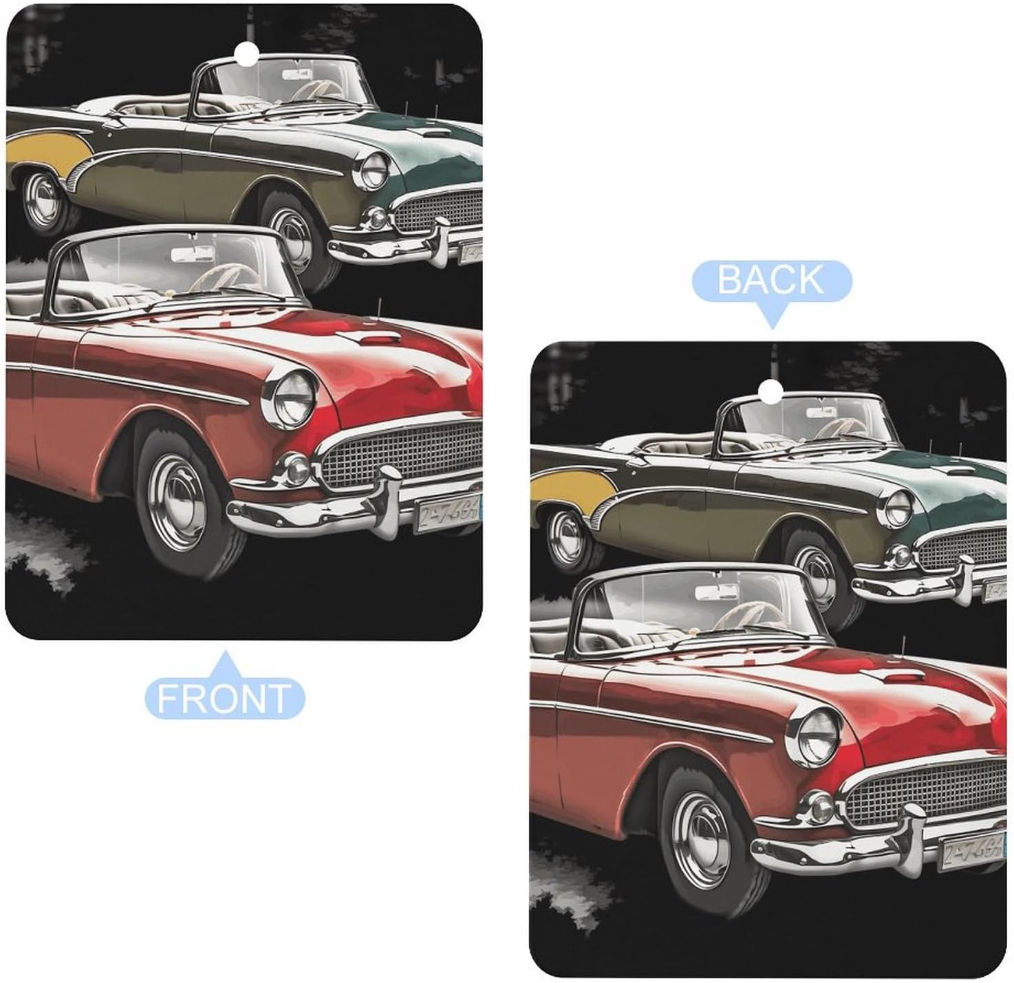 Car Air Fresheners Hanging Air Freshener Classic Car Roadsters Old Fashioned Fragrance Scented Cards Cars Aromatherapy Tablets Interior Mirror Pendant for Wardrobe Bathroom Square White image 3