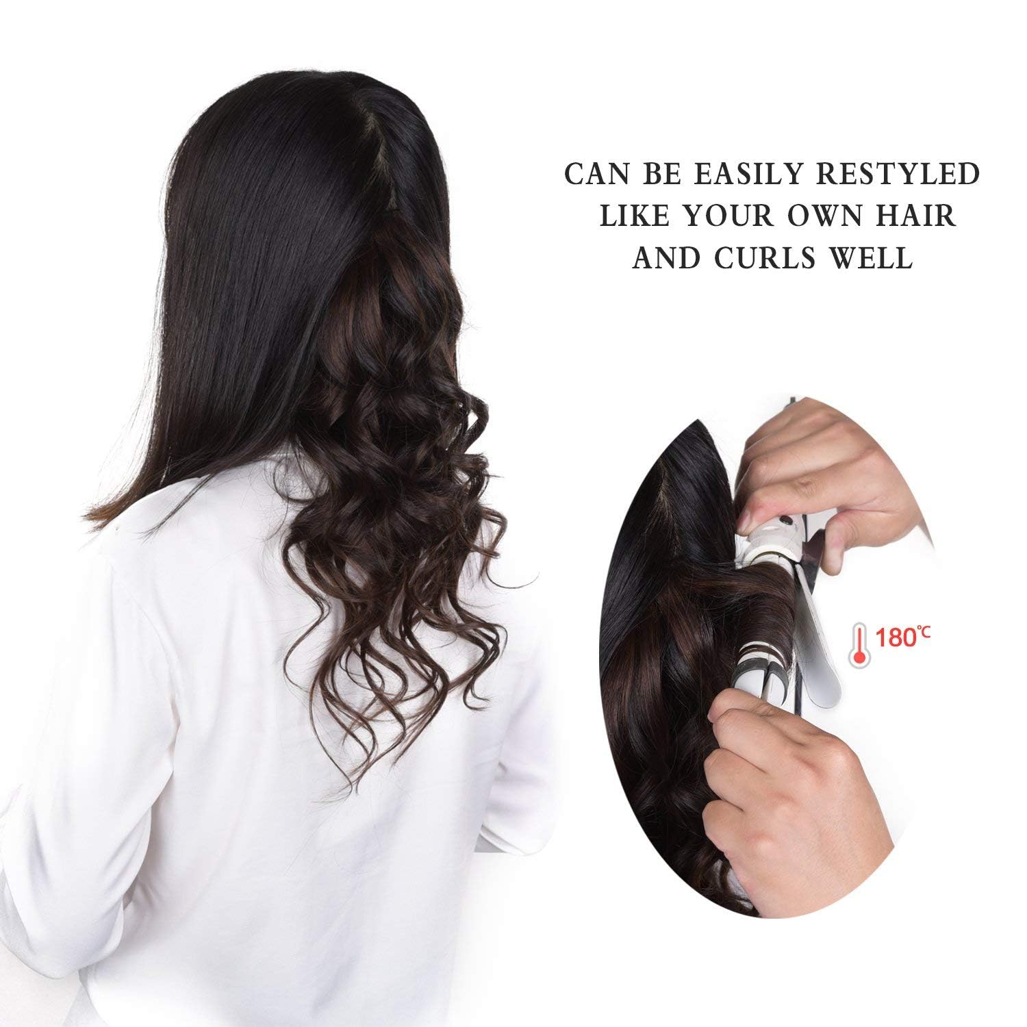 16" Clip in Hair Extensions Remy Human Hair for Women - Silky Straight Human Hair Clip in Extensions 55grams 4pieces Dark Brown #2 Color