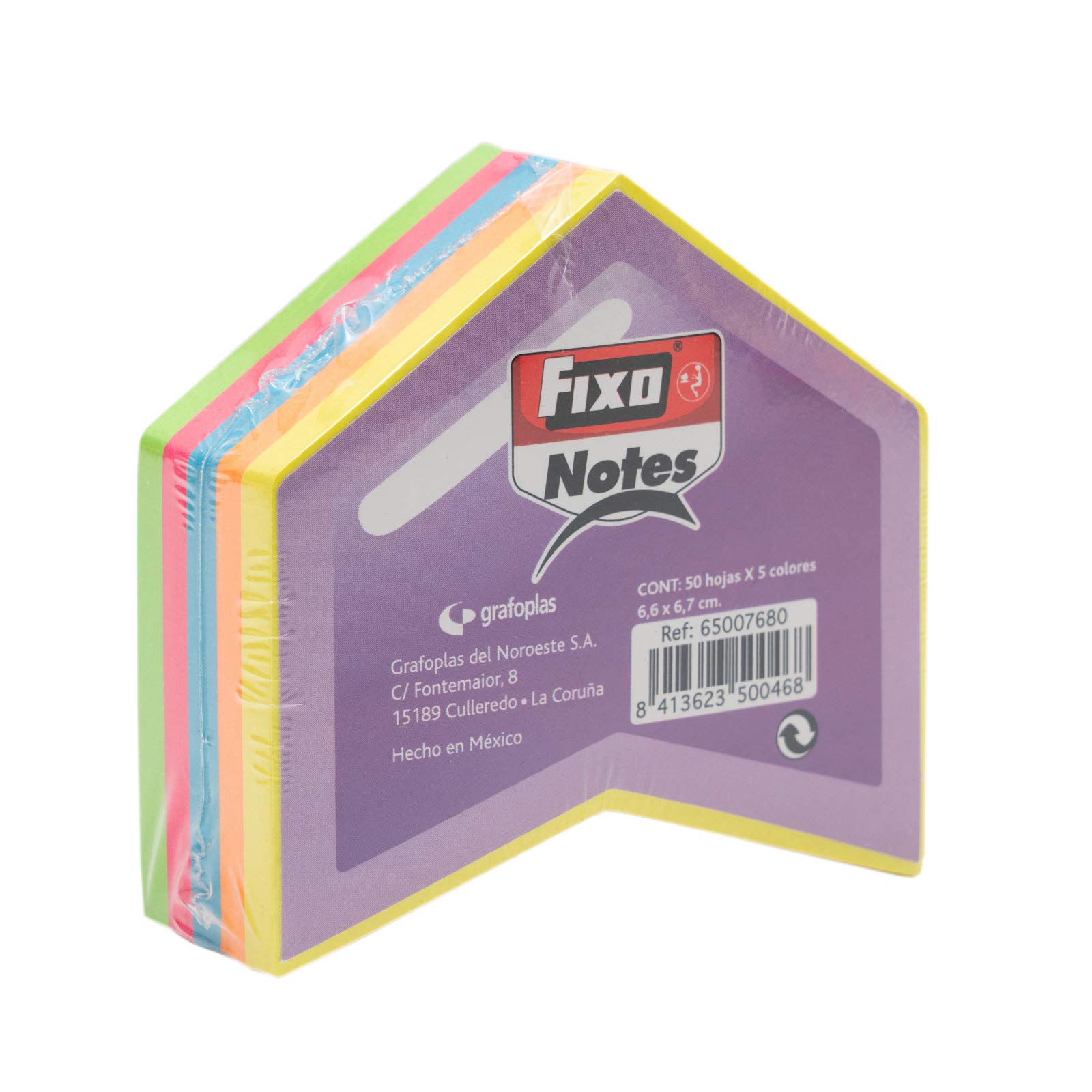 Fixo Haftnotizblock mit 250 Haftnotizen, 76 x 76 mm, Neonfarben