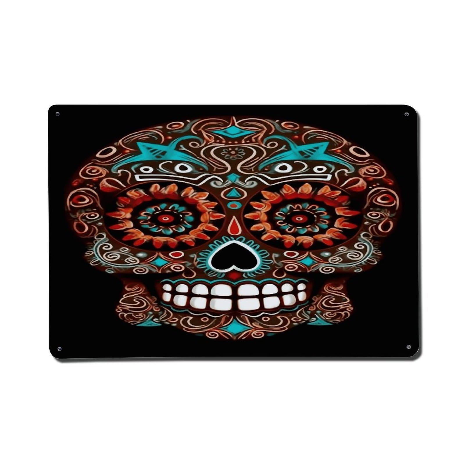 Adfgyerh Style Sugar Skulls Day Of The Dead Metal Signs Funny, Aluminum Tin Sign Indoor Outdoor Decor, Vintage Signs For Home Office Kitchen Bar Cafe Garden Farmhouse Wall Decor