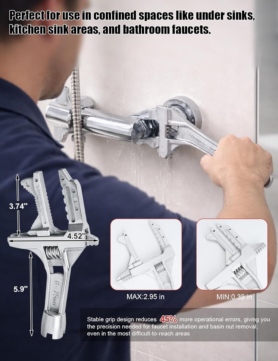 Basin Wrench Set – Ultimate, Heavy-Duty Plumbing Tool Kit for Tight Spaces, Unmatched Precision for DIY, Homeowners & Pros, Rust-Resistant, Effortless & Revolutionary Sink, Faucet & Bathroom Repairs