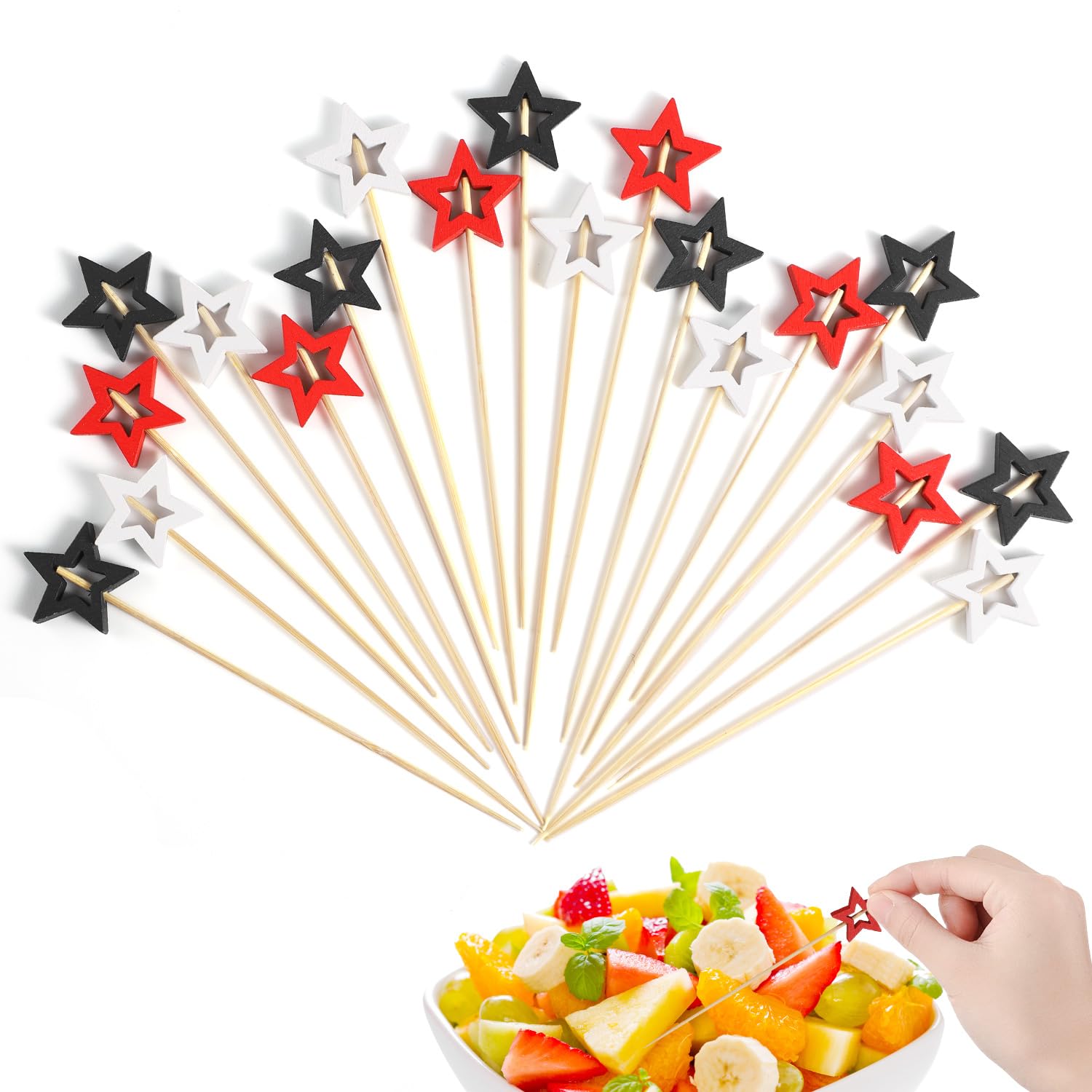 Cure-dents pour le jour de l'indépendance avec étoiles tricolores en lot de 60