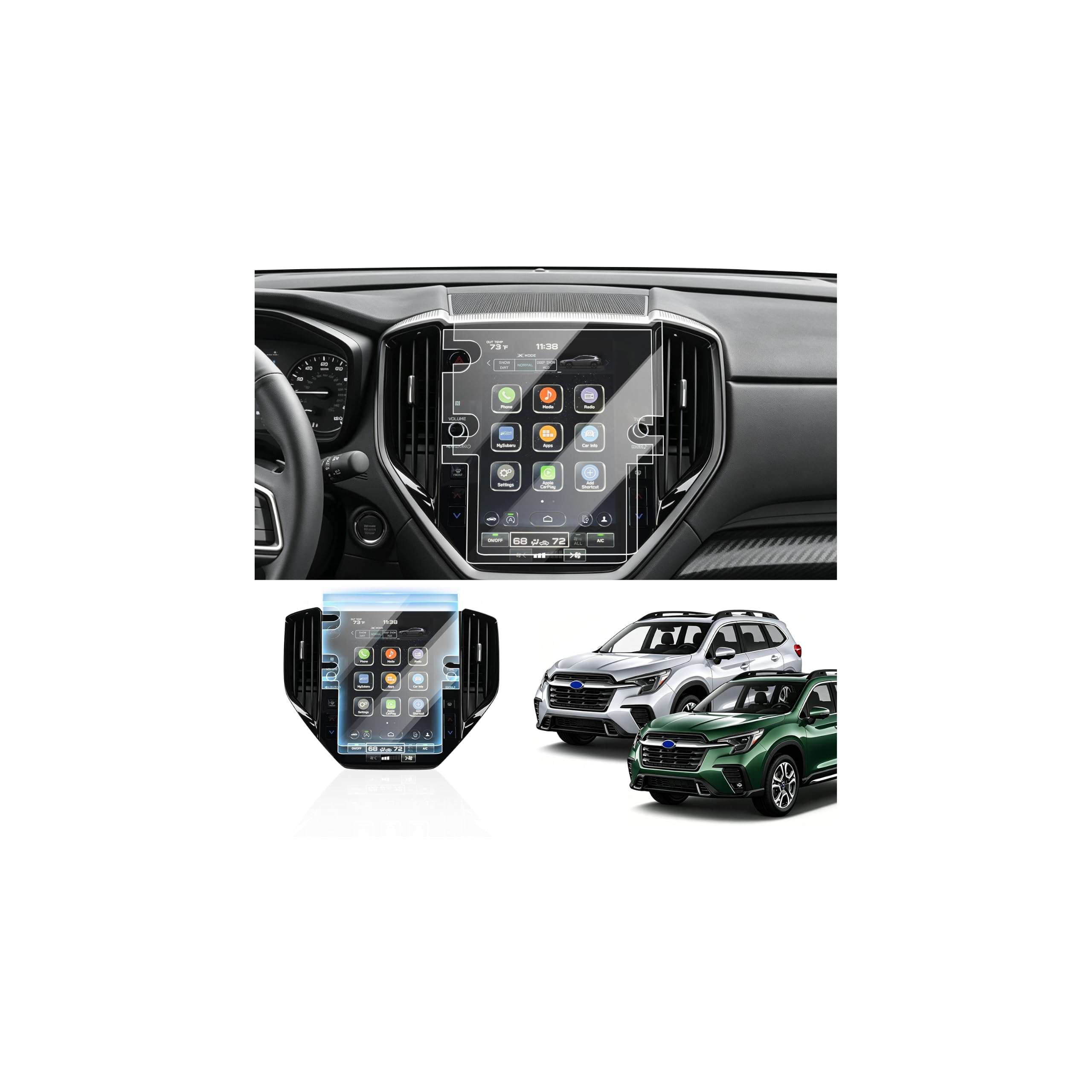 Karltys 2PCS Screen Protector for 2023-2026 Subaru Ascent, 11.6 inch 9H Tempered Glass HD Navigation Screen Cover for Subaru Ascent Touchscreen Film [Anti-Glare &amp; No Fingerprint]