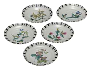 九谷焼皿 Amazon｜九谷焼いわたや 九谷焼皿揃(4.5号)草花絵変わり K7-41