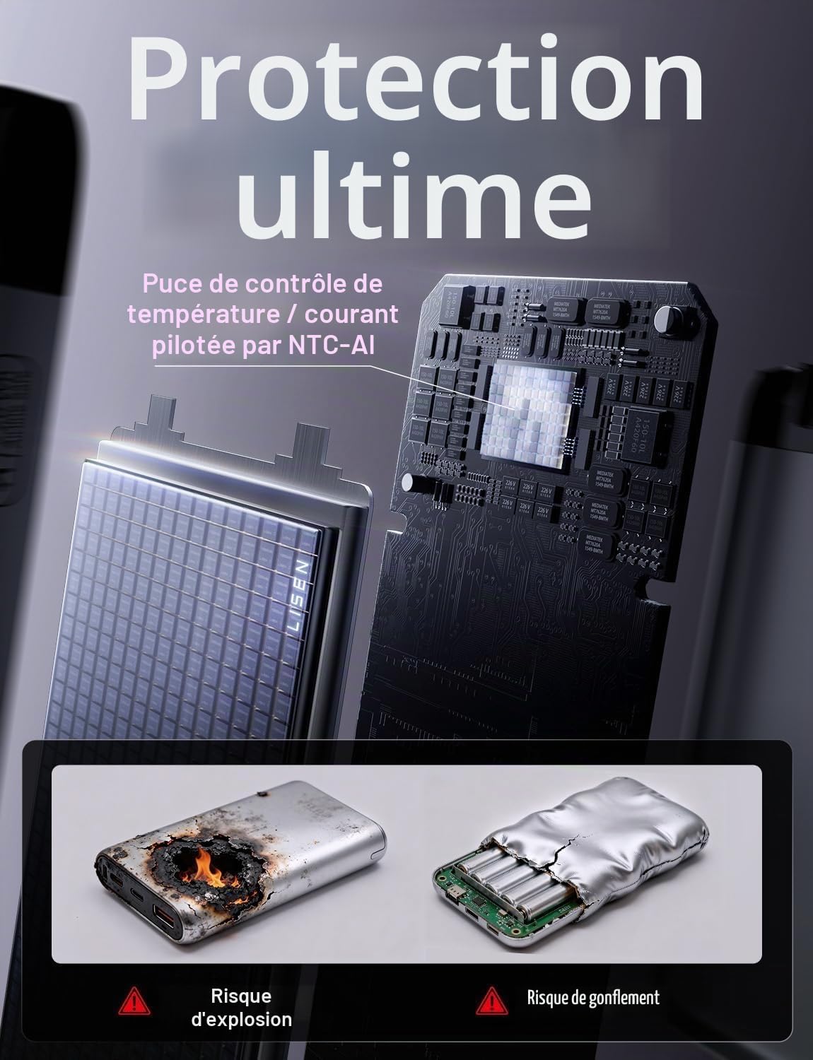 LISEN Batterie Externe CCC, Power Bank 20 000 mAh, Batterie Externe CCC Chine avec Câble Intégré, 35 W, Compatible avec iPhone 17/16, Xiaomi 17 Pro Max, Galaxy S25, Gadgets Essentiels de Voyage