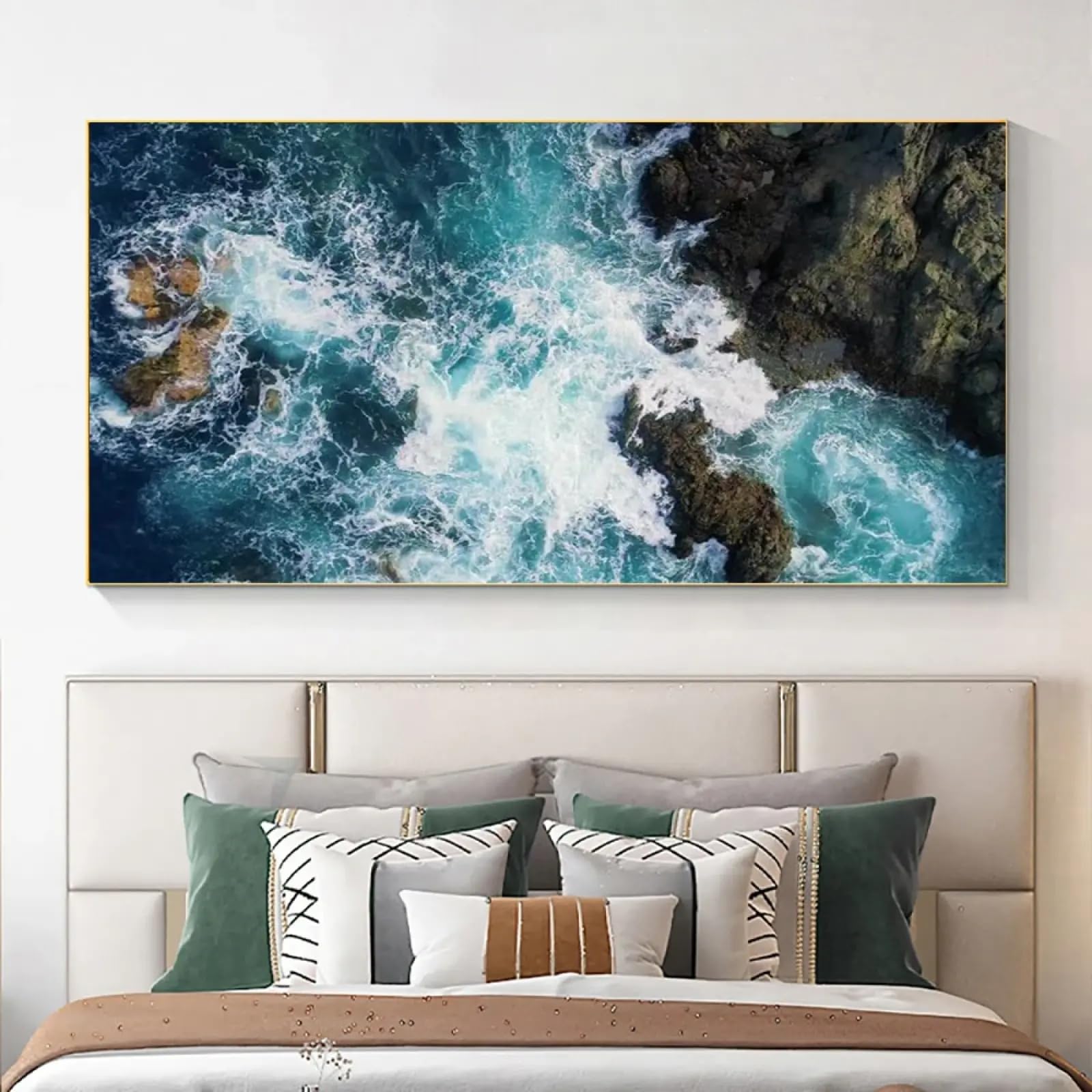 Impression sur toile courant d'eau bleu décoration murale salon 20x40 cm - 8