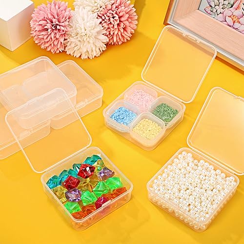 Miniatura 49 de Paquete de 48 recipientes de plástico transparente pequeños con tapa con bisagras para objetos pequeños, manualidades, joyería