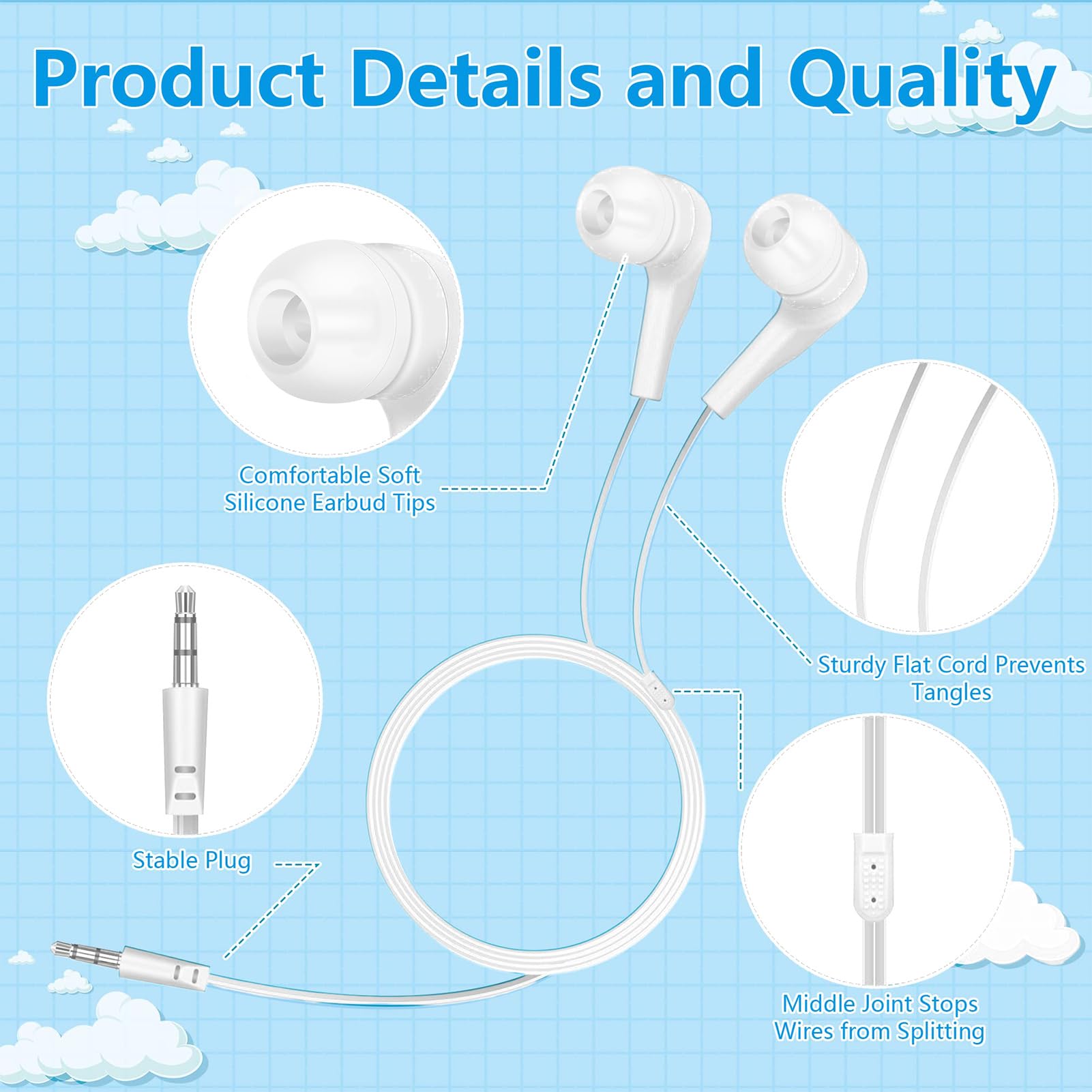 Interfaccia digitale – Cuffie plug-in per apprendimento, connettore dorato di precisione da 3,5 mm con geometria ergonomica in silicone e calibrazione audio per , tablet, computer e
