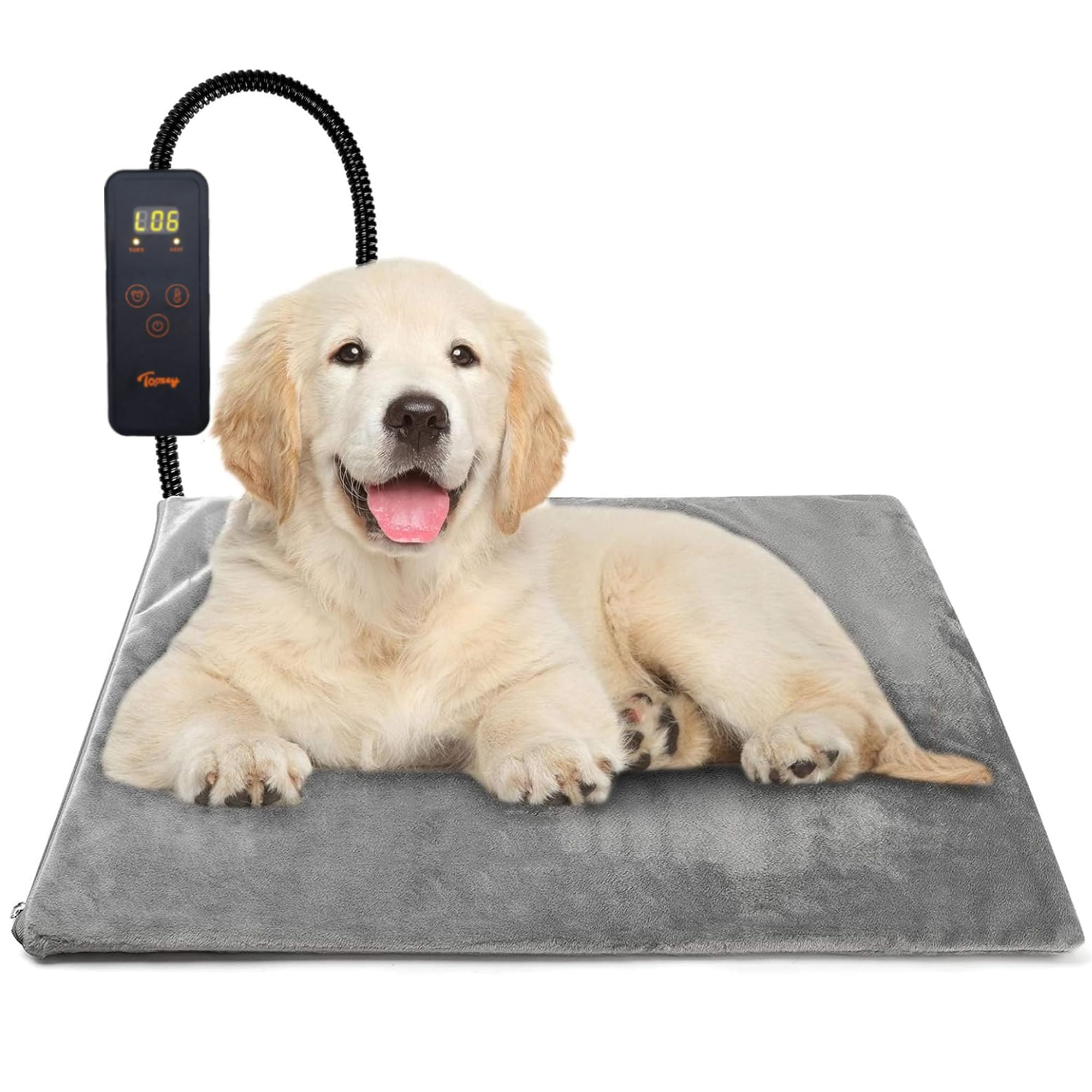 Toozey Dog Heat Pad 60 x 45 cm, Safe Electric Pet Heating Mat with Adjustable Timer & Temperature, Soft Crystal Velvet Cover, Waterproof, Ideal for Whelping/Puppy/Dogs and Cats