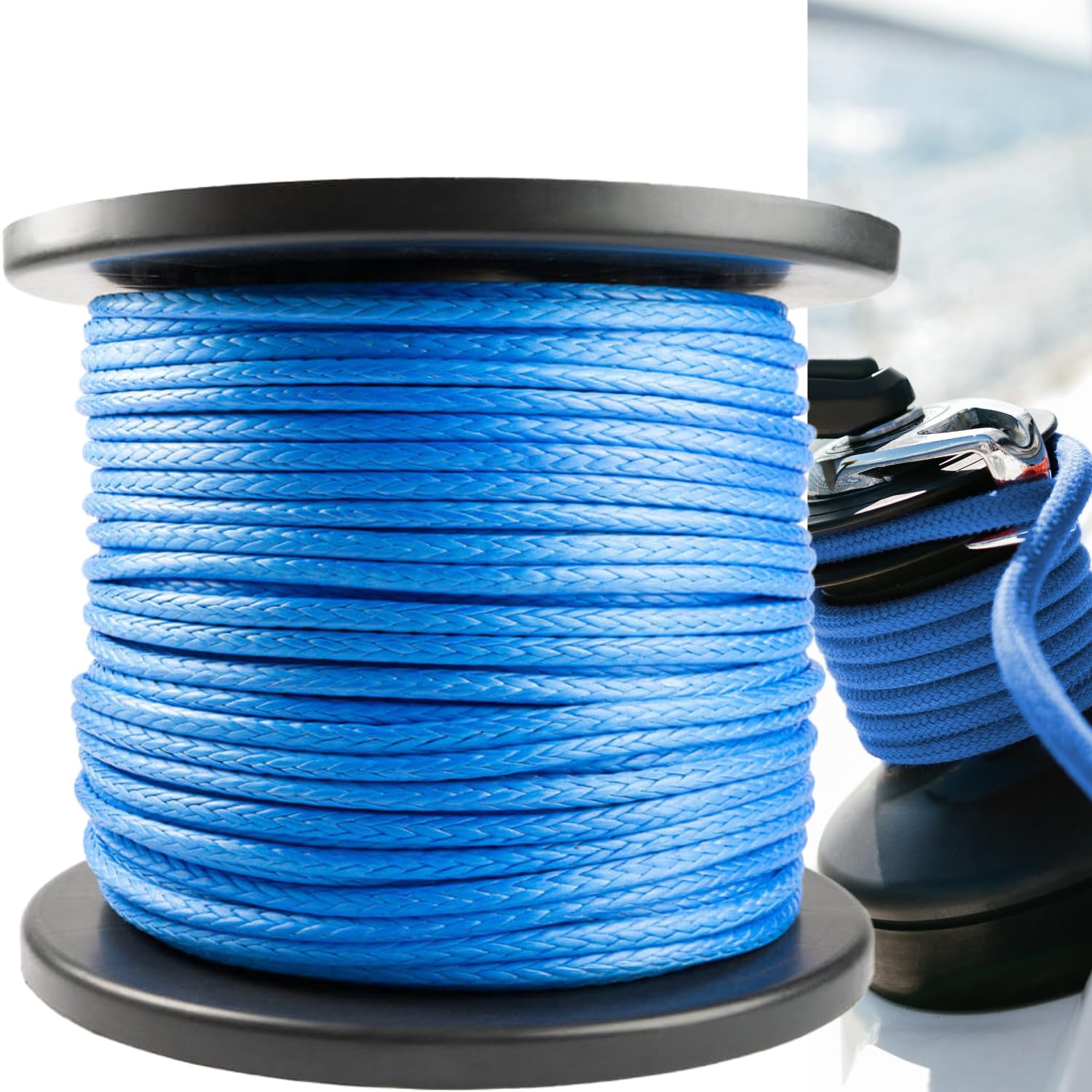 UHMWPE Premium HMPE Cordelette, corde à voile, câble de treuil, avec des diamètres à haute résistance (8 mm, 25 mètres)