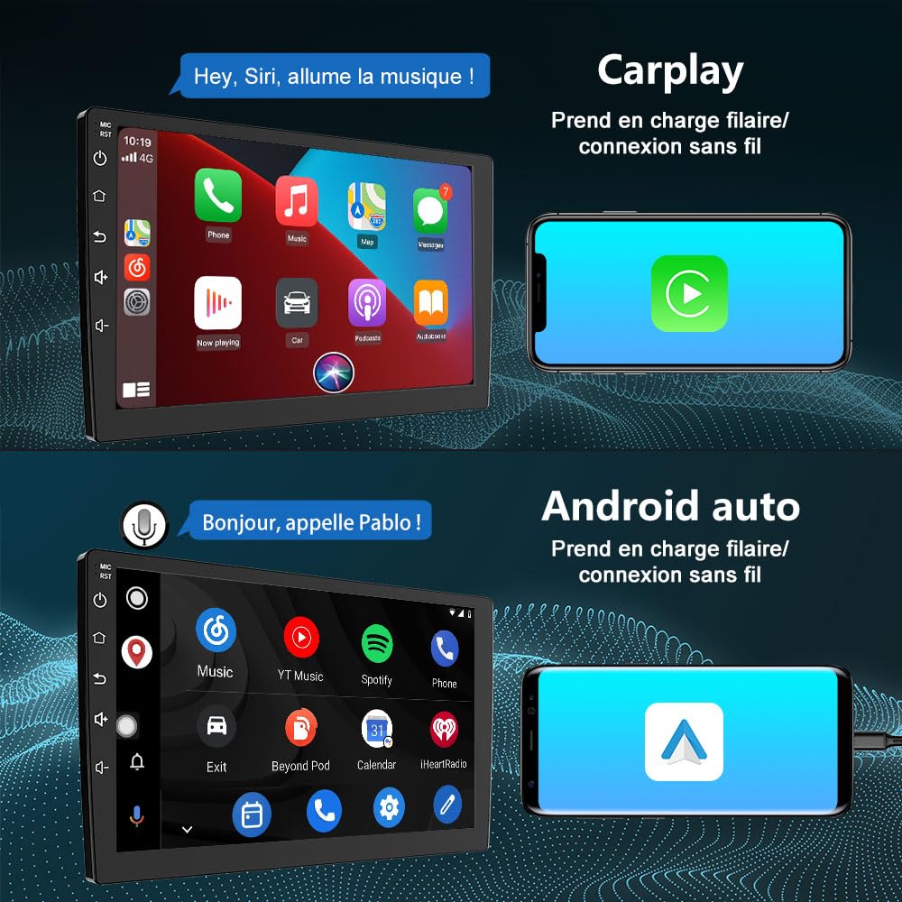 AWESAFE Autoradio Carplay pour Peugeot 208/2008 (2012-2018) | Écran Tactile 10 Pouces | CarPlay & Android Auto | GPS WiFi Bluetooth | FM RDS | SWC | Aide au Stationnement | 2Go+32Go